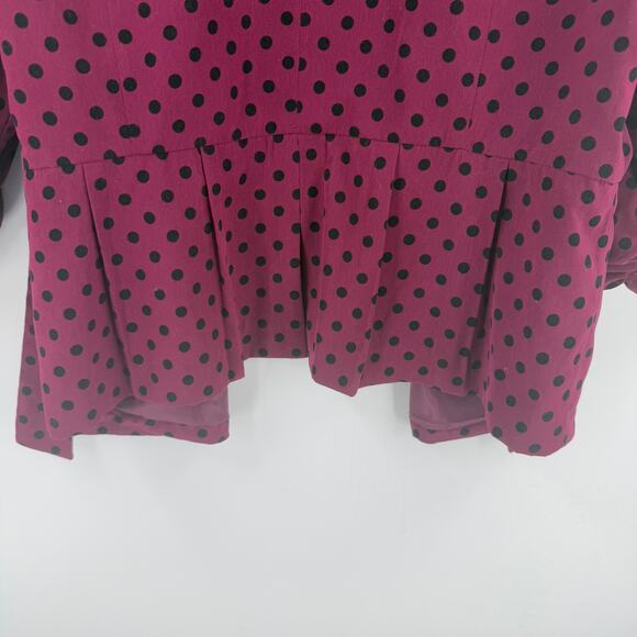 Y2K Elle Women’s Size XL Burgundy Black Polka Dot Blazer Jacket Retro Statement - Picture 5 of 9